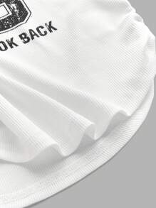 SHEIN Girlism Teen Girl Knitted Patchwork Letter Print Casual Pleated T-Shirt - Black and White - View 4