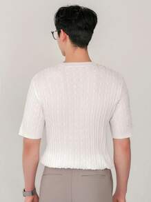 DAZY Áo len dệt kim xoắn màu trơn cho nam - Màu be - Xem 2