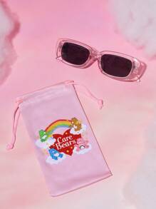 SHEIN X Care Bears Pink Transparent Fashion Glasses With Pouch - Pink - View 5
