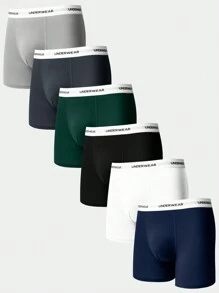 Snug Zone 6入組男士長腿短褲，帶有字母編織腰帶