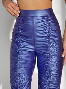 Hauture Hose Mit Metallico-look, Rüschen Und Kordelzug - Blau - Übersicht 3