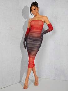 Hauture Váy ống nhún ombre thời trang kèm găng tay - Nhiều màu - Xem 4