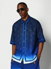 SUMWON Relaxed Fit Shirt With All Over Print - Blue - View 2
