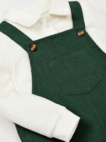 Cozy Pixies 嬰兒男童翻領長袖上衣搭配吊帶短褲2件套裝 - 綠色 - 查看 10