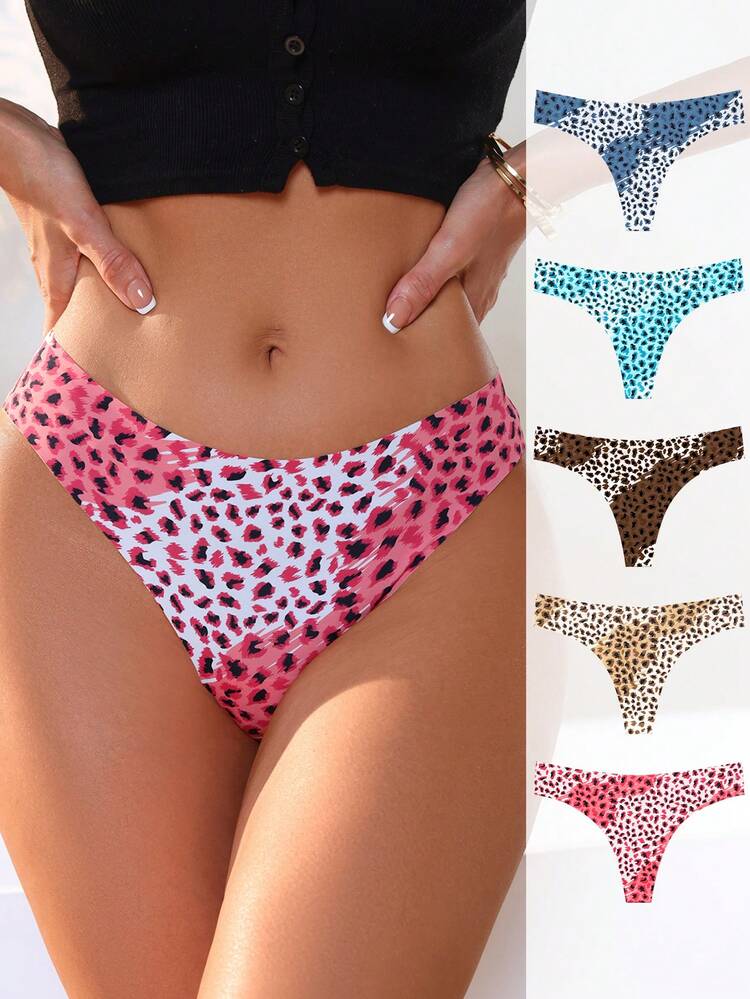 Wild Women Seamless Leopard Print 5 Pieces Set Cheetah Print