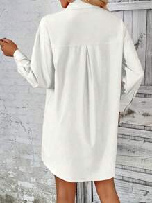 INAWLY Women Solid Color Simple Style Button-Up Daily Shirt
