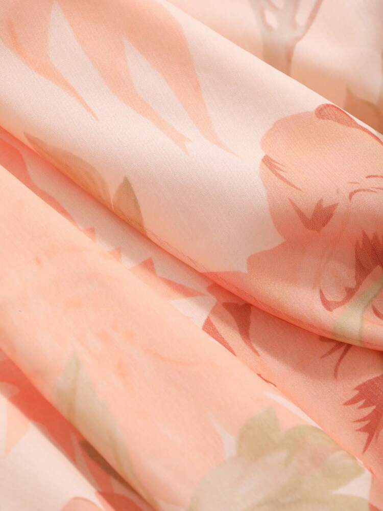Floral Print V-Neck Short Sleeve Cinched Waist Women Dress, Birthday ,New Year Eve Summer Sundress,Casual Women Dresses Prom Dress Elegant Women Dresses Easter