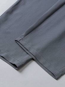 Calvaya 大码纯色斜口袋抽绳腰休闲裤，适合外出和通勤 - 淺灰色 - 查看 5