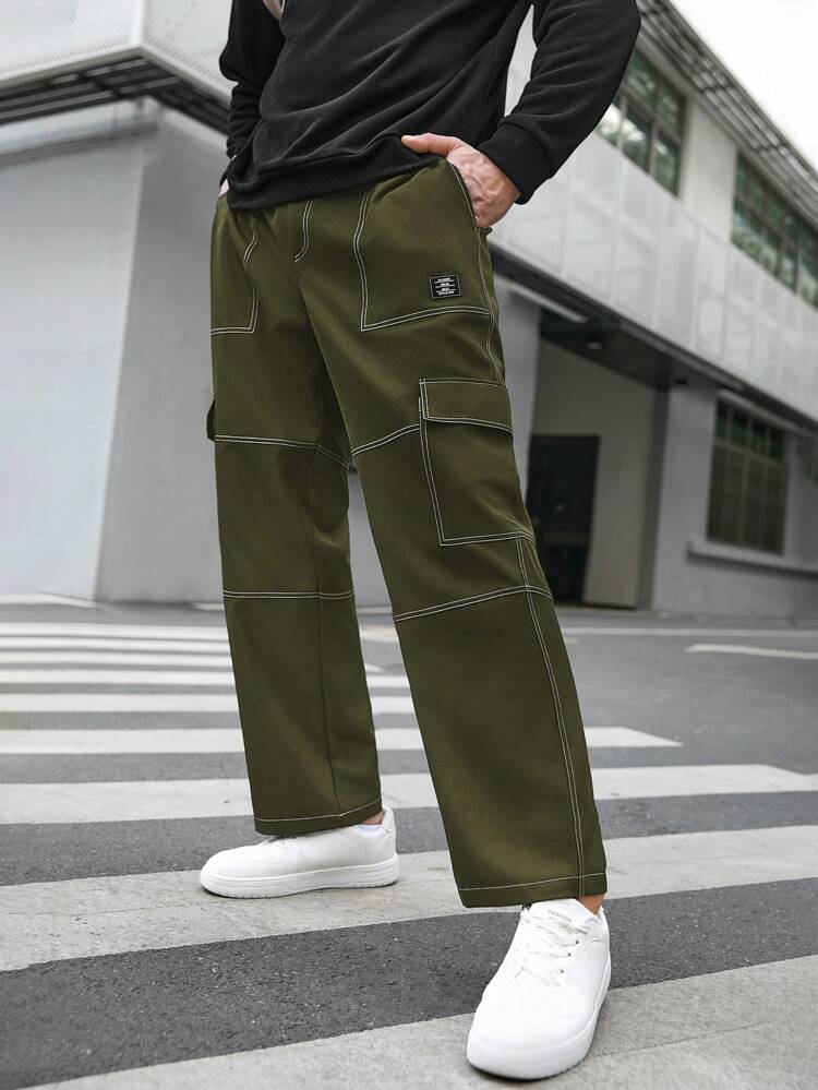 Woven Casual Straight-Leg Pants (Plus Size)