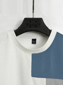 Manfinity Homme Men Summer Casual Color Block Round Neck Short Sleeve T-Shirt - Blue - View 3