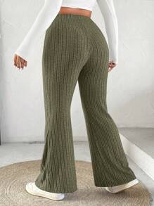 SHEIN EZwear Plus Size Women Fashion Solid Color Loose Pants - Green - View 2