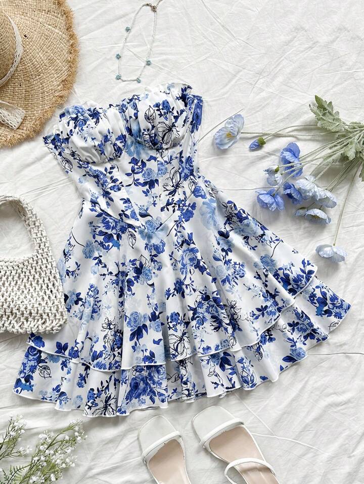 Shein floral print dress store