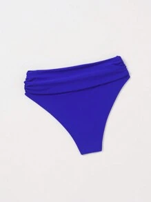 SHEIN Swim 女款純色簡約比基尼泳褲 - 藍色 - 查看 8