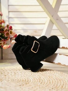 女孩低跟防滑時尚公主鞋 - 黑色 - 查看 3