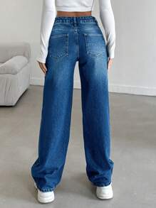EURMUSE Jeans diarios simples de unicolor para mujeres - azul real - View 2