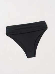 Swim Vcay Ladies' Summer Beach Solid Color Resort Bikini Bottom - Black - View 6