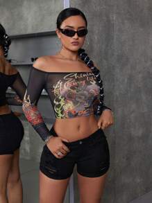 SHEIN ICON Pantalones cortos de mezclilla rasgados de ajuste delgado de unicolor para el verano