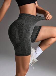 SHEIN Sport Studio Women Solid Color Simple Daily Sports ShortsWomen Sweat Short, Gym Short, Biker Short