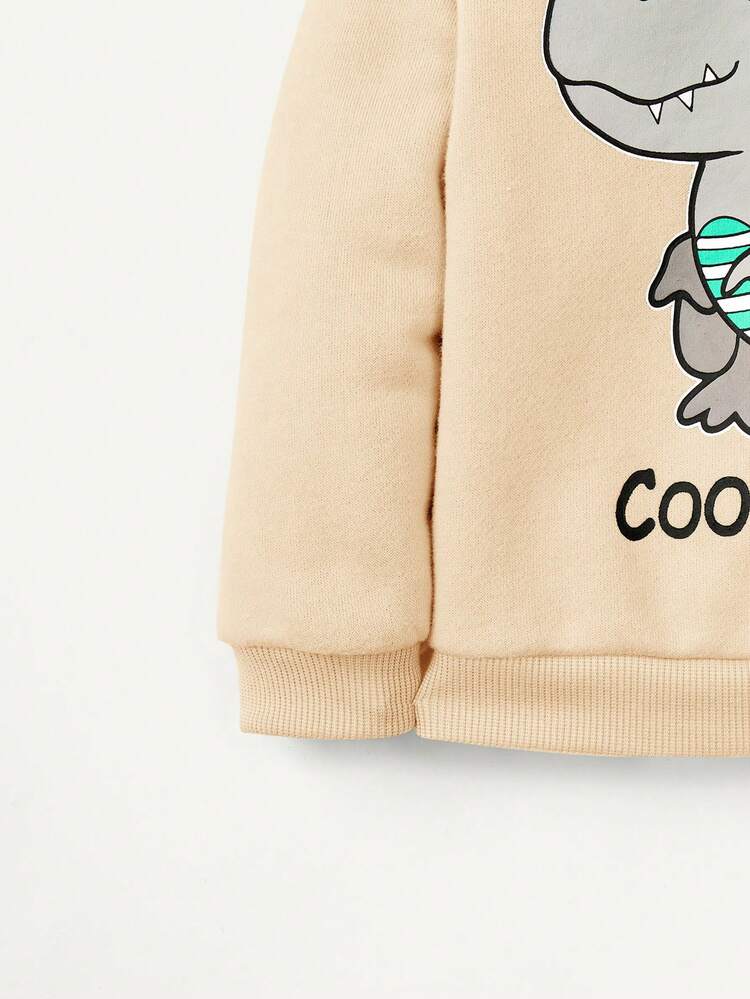 Baby Boy Dinosaur & Letter Graphic 3D Horn Design Sweatshirt