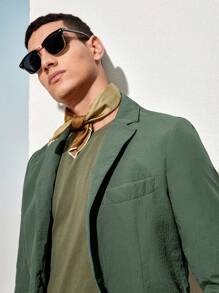 AKNOTIC Business Casual Áo khoác Blazer dệt UPF thoáng mát và nhẹ nhàng cho nam, dễ chăm sóc, cho mùa thu đông - xanh quân đội - Xem 13