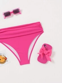 SHEIN Swim Dół stroju kąpielowego plażowego w jednolitym kolorze na lato - Wyrazisty róż - Zobacz 7