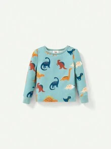 Cozy Pixies Bộ Đồ Ngủ Ôm Vừa Vặn Cho Bé Trai, Áo Cổ Tròn Và Quần Dài In Hình Động Vật Hoạt Hình, 2 Cái/bộ - màu xanh lá - Xem 2