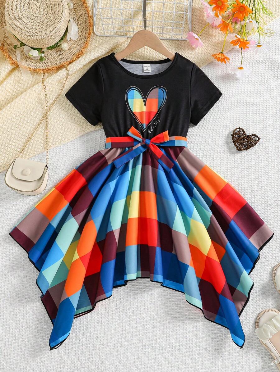 Mädchen Kleid Karo Design - Frühling Halloween Weihnachten Festkleid Für Mädchen