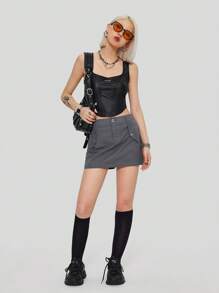 SHEIN EZwear Solid Color Casual Woven Skirt