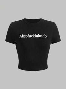 INAWLY Camiseta de manga corta casual de cuello redondo para mujer con estampado de letras, para uso diario en primavera y verano