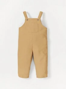 Cozy Pixies Baby Boy Solid Pocket Front Overall Jumpsuit - Khaki - View 4
