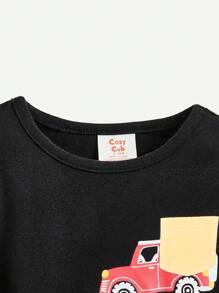 Cozy Pixies 嬰兒男童緊身睡衣套裝,卡通車紋長袖圓領上衣&褲子,高彈力舒適家居服2入/set - 彩色 - 查看 5