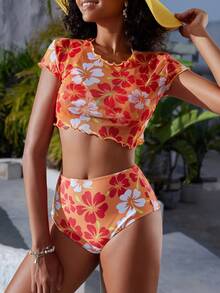 Swim Mod 女士花卉印花比基尼套装夏季海滩 - 彩色 - 查看 5