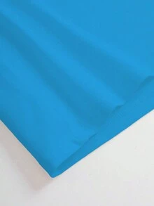 SHEIN LUNE Đầm Bodycon tay ngắn cỡ lớn có in chữ cho mùa hè - Màu xanh lam - Xem 5