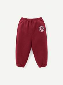 Cozy Pixies Baby Boys' Letter Print Round Neck Drop Shoulder Sweatshirt And Pants Two Piece Set - Burgundy - View 3