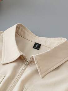 EMERY ROSE 大尺碼純色簡潔風立領短袖襯衫 - 綠色 - 查看 3