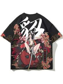 Men's Round Neck Digital Printed Short Sleeve T-Shirt, Summer