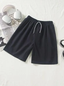 Tween Boy 3pcs/Set Casual Solid Color Wide-Leg Woven Shorts, One Piece In Three Colors, School, Campus, College