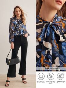 MOTF PREMIUM Lụa In Thực vật Cà vạt mỏng Áo sơ mi - Nhiều màu - Xem 2