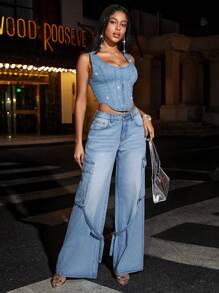 SHEIN BAE Pailletten asymmetrische zoom crop tanktop & Muziekfestival & Stagecoach & Korset top & Concert outfits
