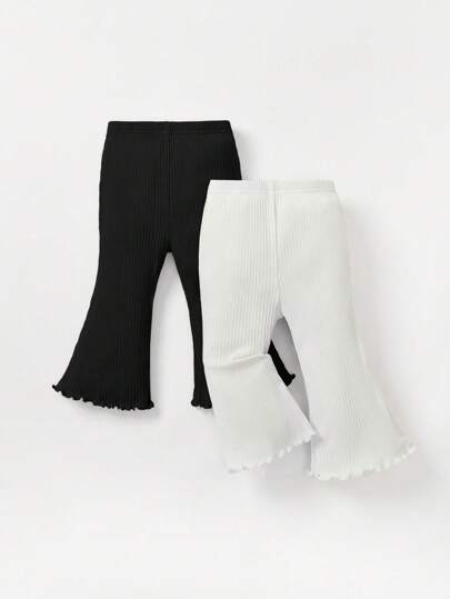 Cozy Pixies Baby Girl 2pcs Lettuce Trim Flare Leg Pants Chic Autumn/Winter