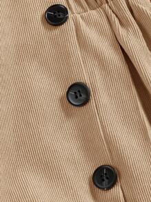 SHEIN MOD 女士雙扣帶褶皺裙 - 杏色 - 查看 4