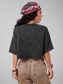 Coolane Women Heavyweight Basic Short Sleeve T-Shirt With Pure Cotton And Washed Technology - Black - View 3