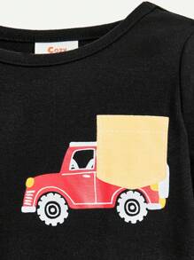 Cozy Pixies 嬰兒男童緊身睡衣套裝,卡通車紋長袖圓領上衣&褲子,高彈力舒適家居服2入/set - 彩色 - 查看 8