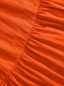 SHEIN Leap Crew SLAYR KIDS Young Girl Chiccola Music Festival Woven Solid Color Square Neck Sleeveless Dress  Ruffle,Summer Dress Holiday Outfits - Orange - View 7