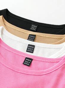 SHEIN LUNE Camisetas de tirantes básicas casuales de verano con cuello redondo, paquete múltiple - Multicolor - Ver 6