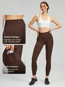 GLOWMODE 26" FeatherFit™ Cargo Pocket Belted Leggings Low Impact Daily Casual Summer - Cinnamoninspiration - View 3