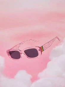 SHEIN X Care Bears Pink Transparent Fashion Glasses With Pouch - Pink - View 2