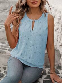 INAWLY Women Summer Loose Schiffy Tank Top For Summer - Baby Blue - View 6