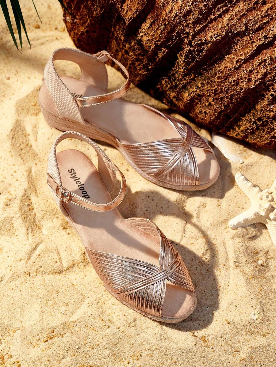 Styleloop Women'S Champagne-Colored Thick-Soled Fashionable All-Match Sandals Boho Feels