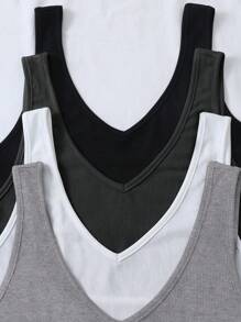 Calvaya Camiseta sin mangas acanalada en talla grande, unicolor